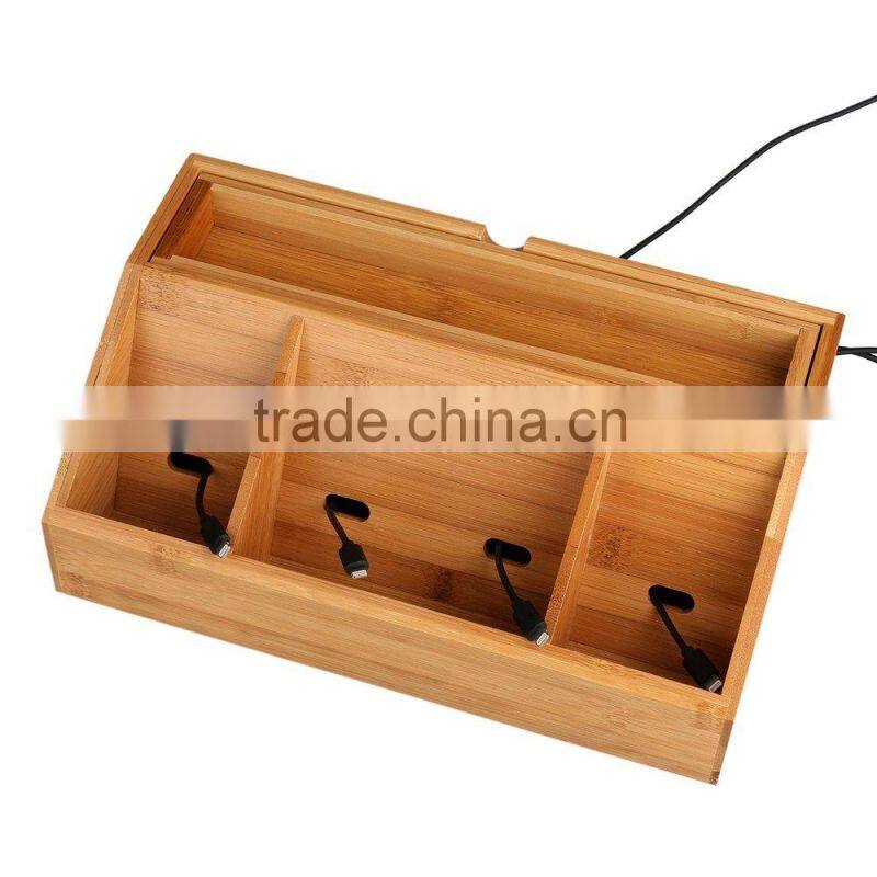 Bamboo Deluxe Charging Station storage rack Mobile phone appliances to storage