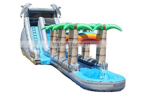 large tropical water slide inflatable slip n slide pool,giant inflatable water slip and slide for adult