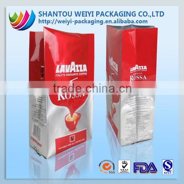 China Supplier Wholesale Flexible Middle Sealed Side Gusset coffee bean pouch with Air Valve