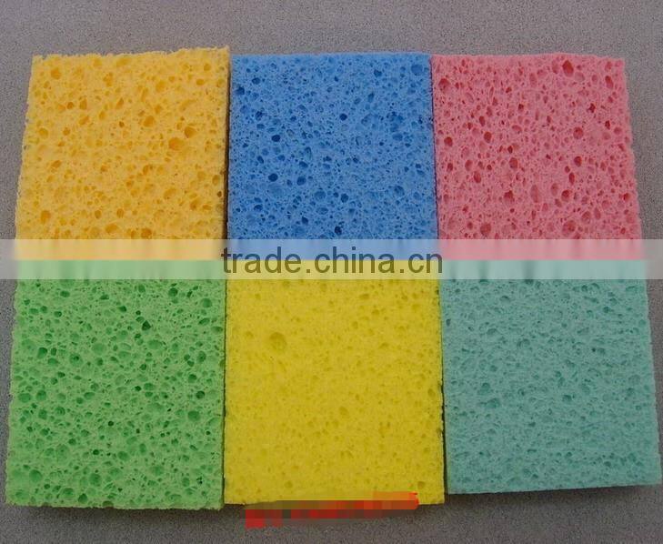 wet natural cellulose sponge with cleaning pad kitchen cleaning
