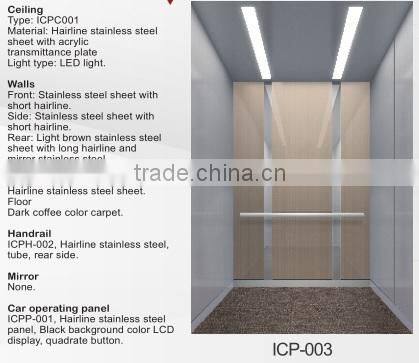 For 6 person elevator low cost and stainless steel passenger lift