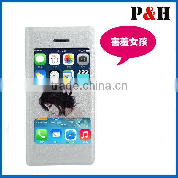 New flip scuttle case color printing leather case for iphone 5 mobile phone case