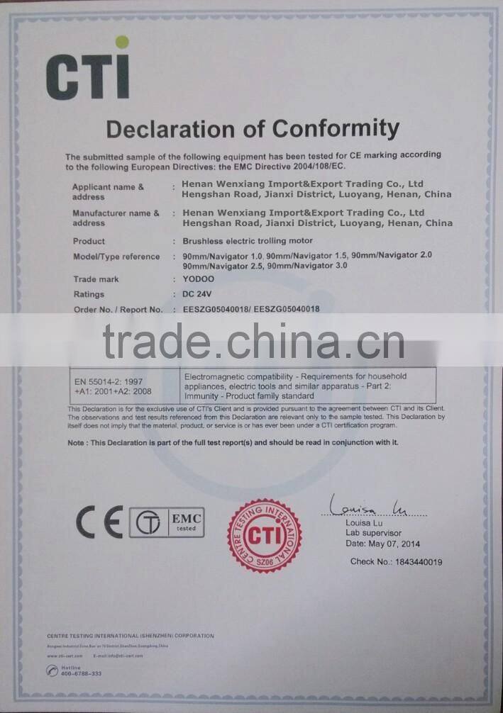 12V China CE Certificate Approved electric trolling motor