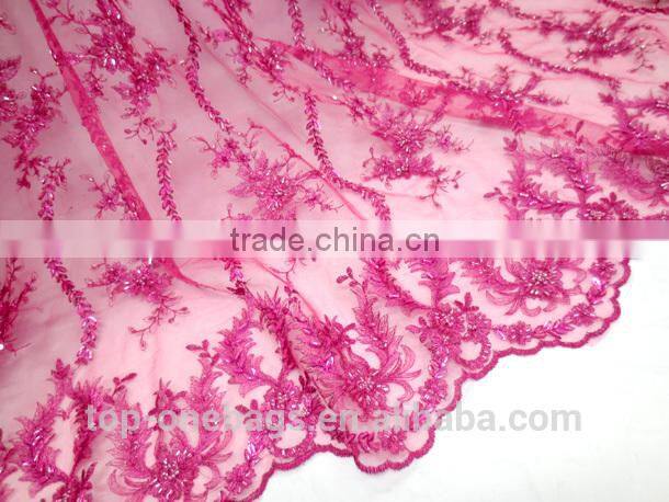 2014 french lace wholesale silk fabric/ chiffion fabric lace for wedding