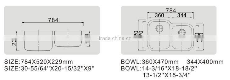 High quality Stainless steel 304 stamping undermount sink -KS-UM-D42-2