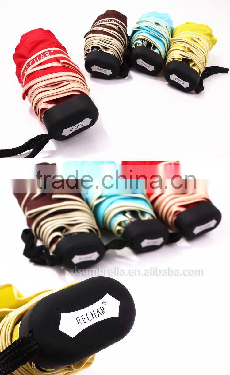 Solid pongee aluminium shaft manual open 5 fold umbrella