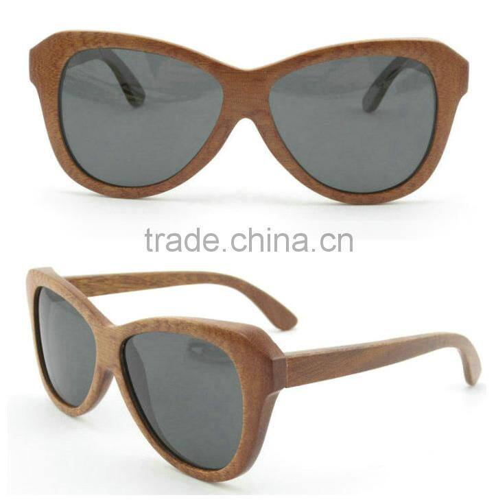 Fashionable lady cat eye simple design brand wood sunglasses eyewear