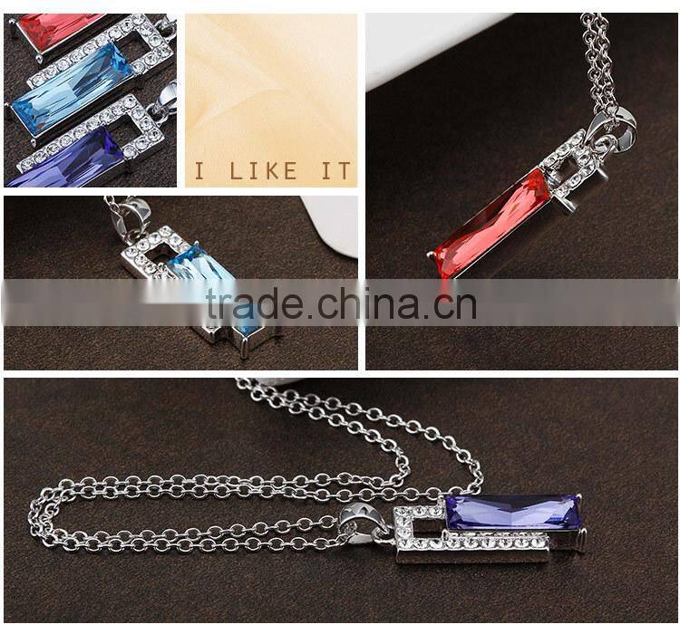 OUXI 2015 Love heart crystal necklace OUXI -10854