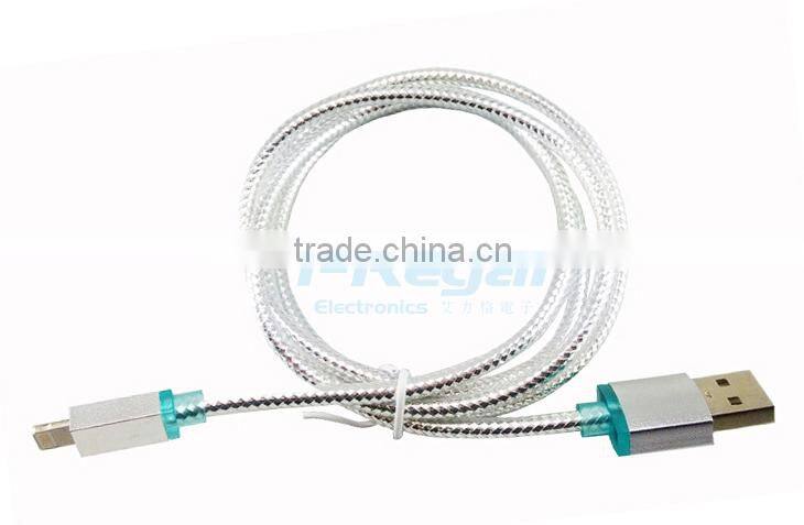 Popular colorful crystal nylon braided usb cable