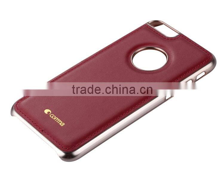 100% Genuine Leather Slim Electroplating PC Back Shell Cover Case Skin For iPhone 6 6S Plus