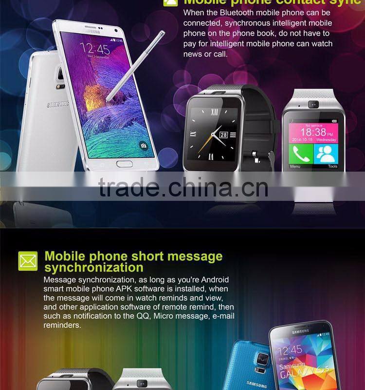 GV18 Smartwatch Bluetooth Sport Fitness Pedometer Camera Clock Bracelet Touch Screen Smart Watch Android Mobile Cell Phone