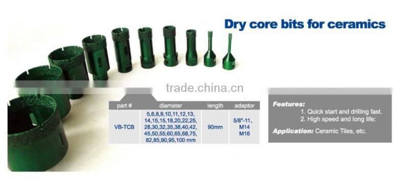 New V-tech construction diamond dry core drills for ceramic