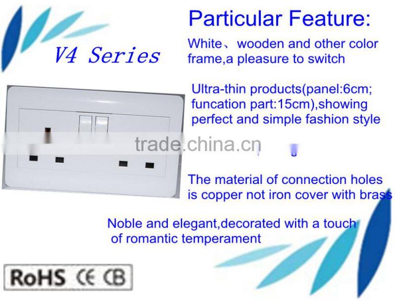 The Safety and Top Hot Selling 2 gang BS standard switched socket outlet