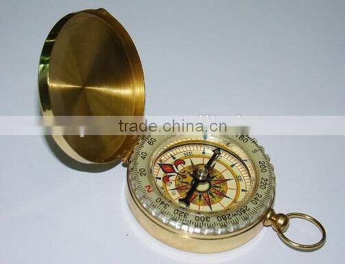 High Quality Outdoor Portable Metal Brass Compass With Lid