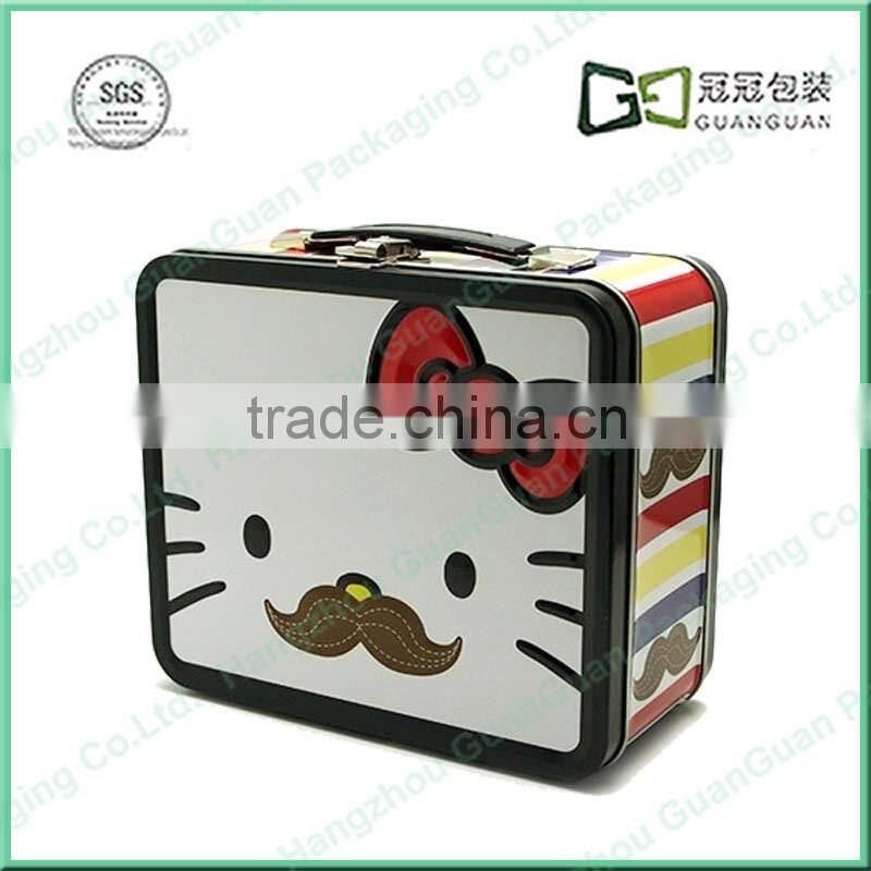 Kairu Beard Cat square tin print lunch box containers for girls