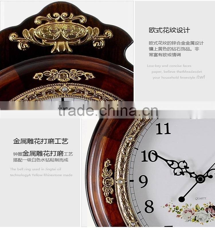Antique Retro Wood Oval Shape Wall Clock With Pendulum