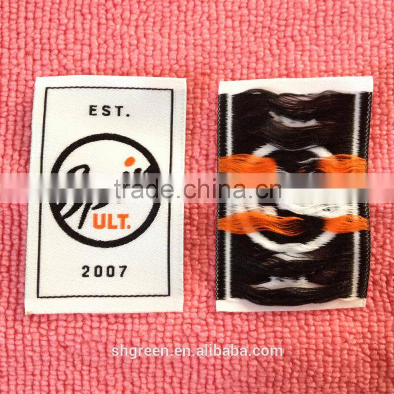 laser cut logo main woven label in apparel