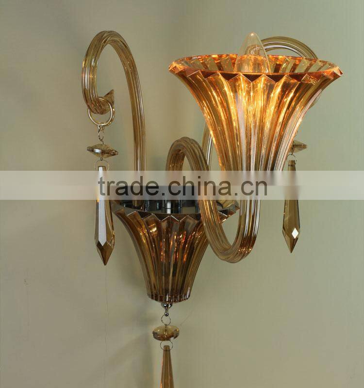 Amber glass wall lamp for living room