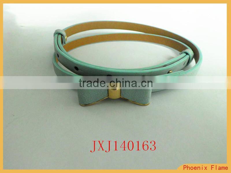 green pu belt with butterfly buckle with little metal