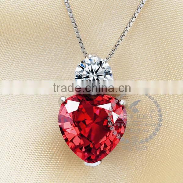 925 sterling lover's heart red zircon necklace fashion women necklace jewelry supplies 6360479