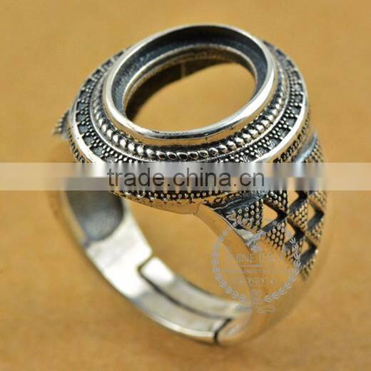 10*13mm 925 sterling silver antiqued silver vintage style oval bezel ring base blank supplies DIY findings 1223065