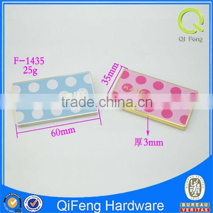 Rectangle shape logo metal tag engraved logo metal tag silk screen logo Q-3377