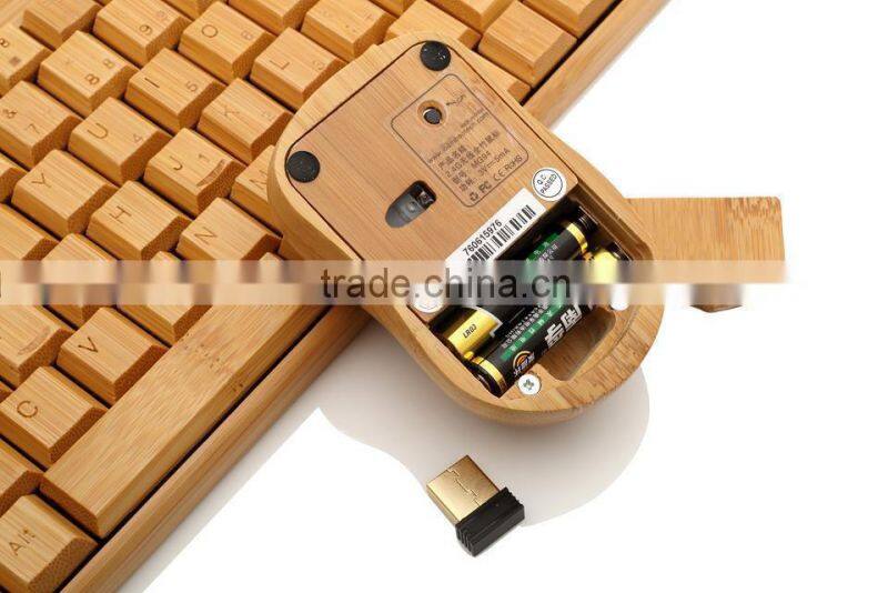 Environmental Handmade 2.4Ghz Wireless Bamboo Keyboard and Mouse Set