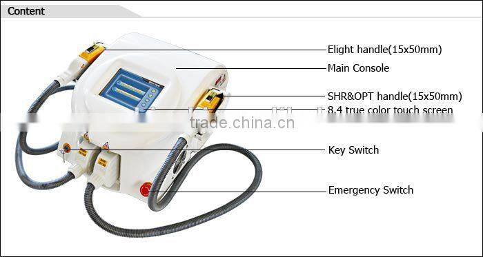Strong power CE TUV approved 3000w SHR hair removal elight skin rejuvelation ipl italian