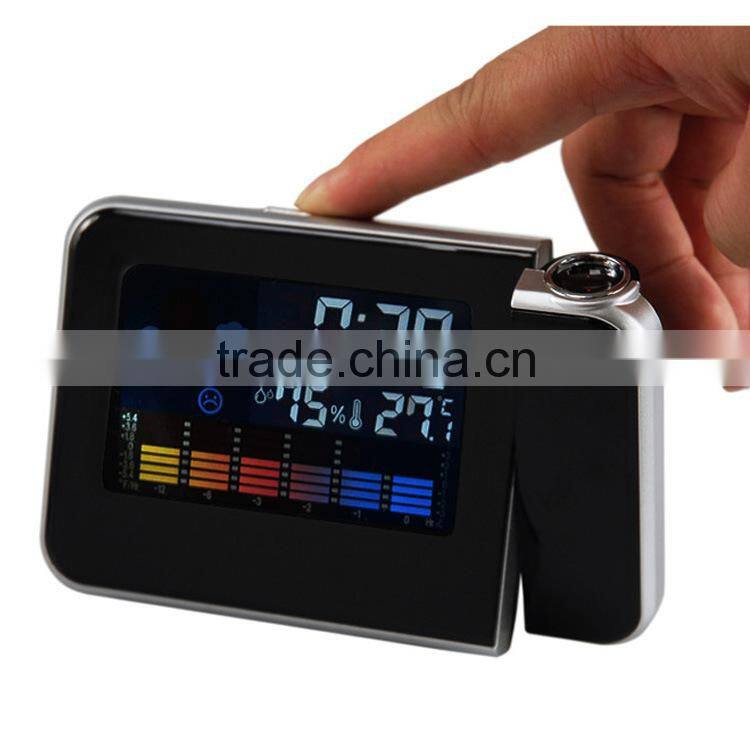 digital LCD weather projection alarm clock with colorful backlight