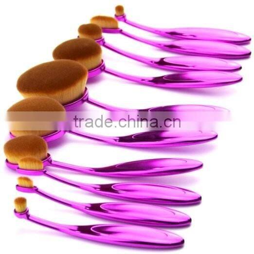 2016 Toothbrush Design Makeup Brush Brush Makeup Cosmetics New High Quality Professional 10 Pcs Rose Gold Oval Brush Set