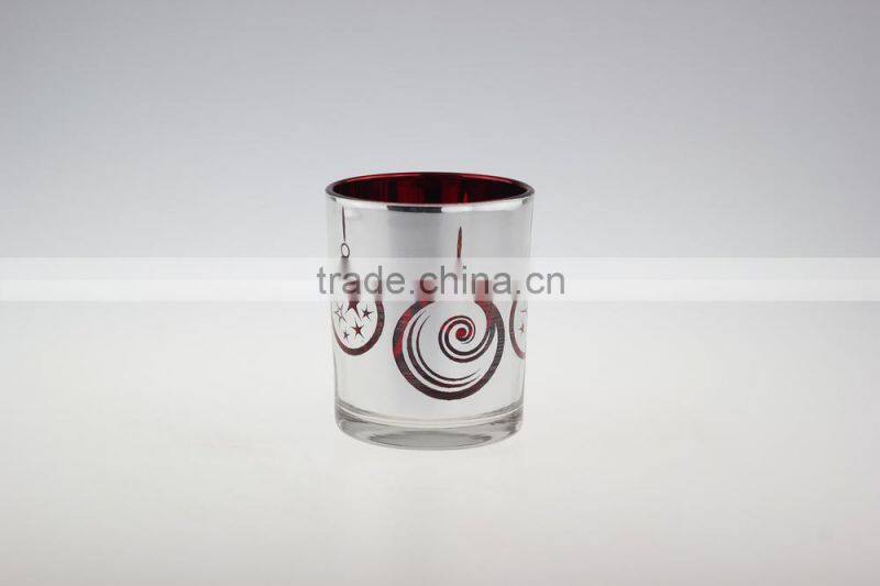 Christmas Day glass candle holders /laser print glass bottle