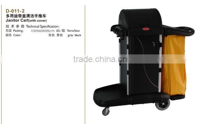 Janitor Cart with cover, Multipurpose cover cleaning trolley,