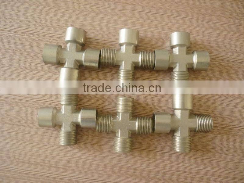equal female to male cross1/8"1/4",3/8" 1/2" , four way brass fitting for pvc pu hose