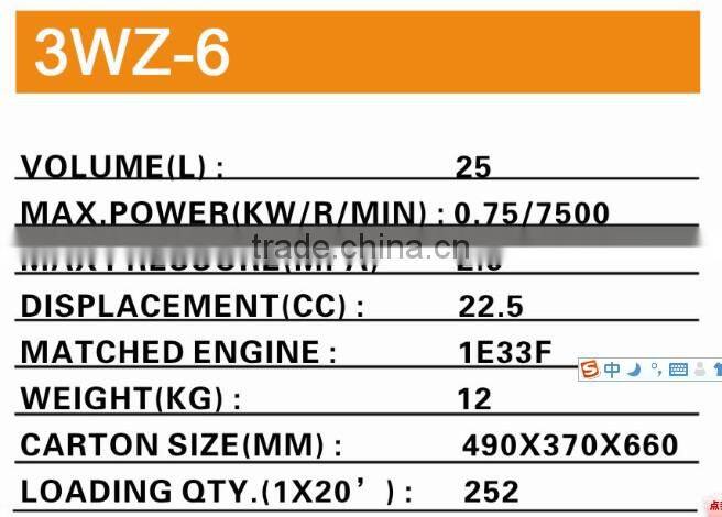 knapsack gasoline power engine sprayer/agricultiral power sprayer 3WZ-6