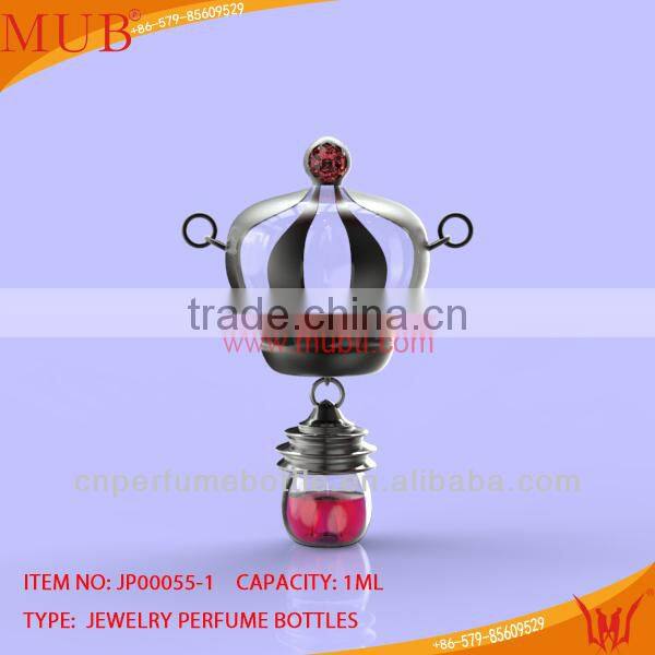 Beautiful crown perfume bottle pendant jewelry necklace wholesale on Alibaba