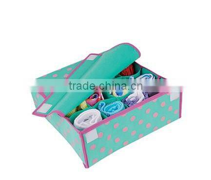 lovely spotted folding mint green underwear storage box cae with cover