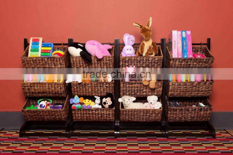 Home or Shop 3-Tier Rack Style Metal & Water Hyacinth Storage Basket