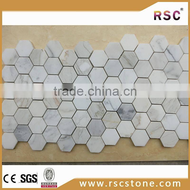 2 inch hexagon calacatta gold marble mosaic