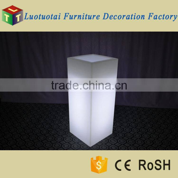 45*45*110cm square tall PE plastic outdoor LED light up flower pot for garden decor
