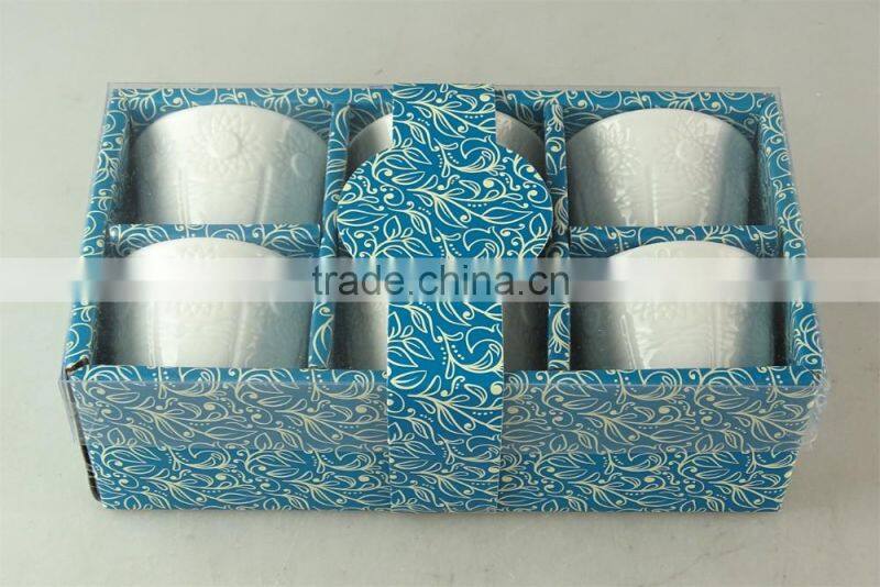 Cheap 6 pcs printing white ceramic tea cup wtih gift box in stock