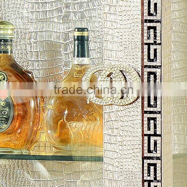 Luxury hot sale golden glass stainless steel new design wine display cabinet