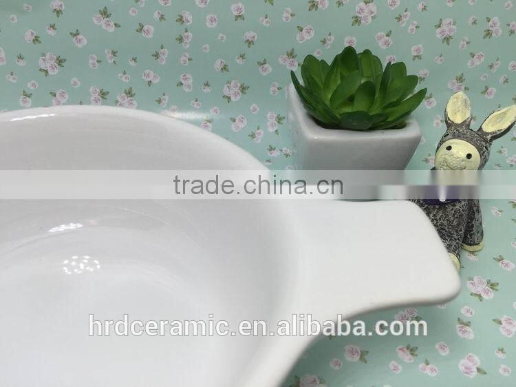 High Quality Stocked White ceramic sauce boat with handle