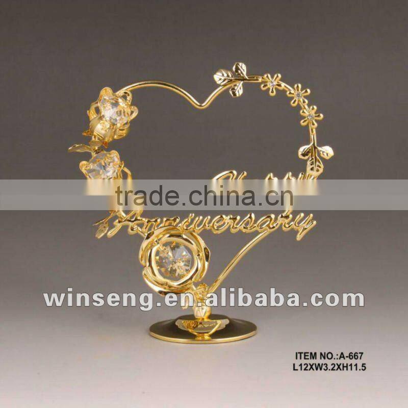 24K Gold Plated Love Heart with Flower for Gifts