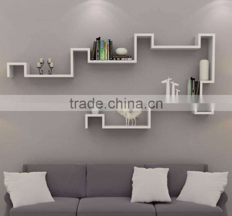 New design eco-friendly MDF wood home wall shelf lovely wall decorative S shape mount shelf wholesale