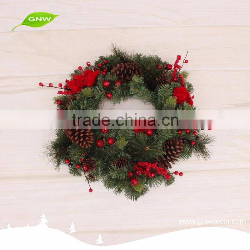 GNW CHWR-1605007 Customized Promotional Wholesale Artificial christmas wreath for Christmas ornaments