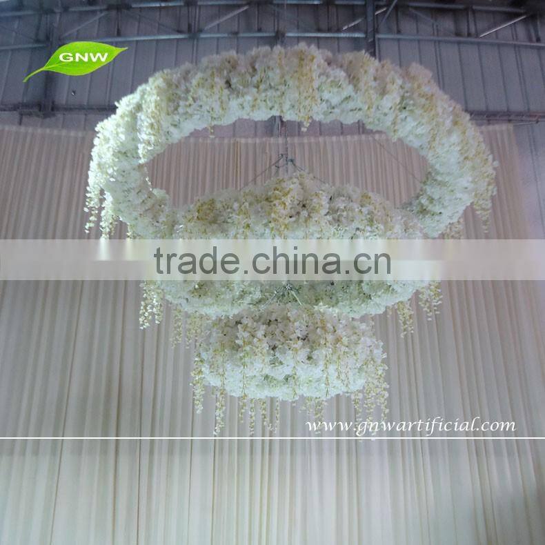 GNW FLW1603003-W Wholesale Wedding stage backdrop decoration White big Artificial flower frame