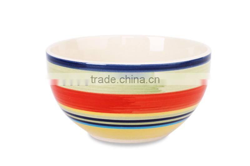 stripe hand-painted ceramic promotional bowl