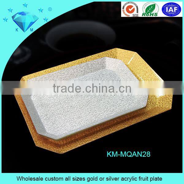 Wholesale custom all sizes gold or silver acrylic fruit plate