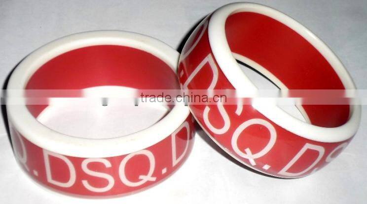 Resin Lucite Glitter Wide Cuff Bracelet Bangle