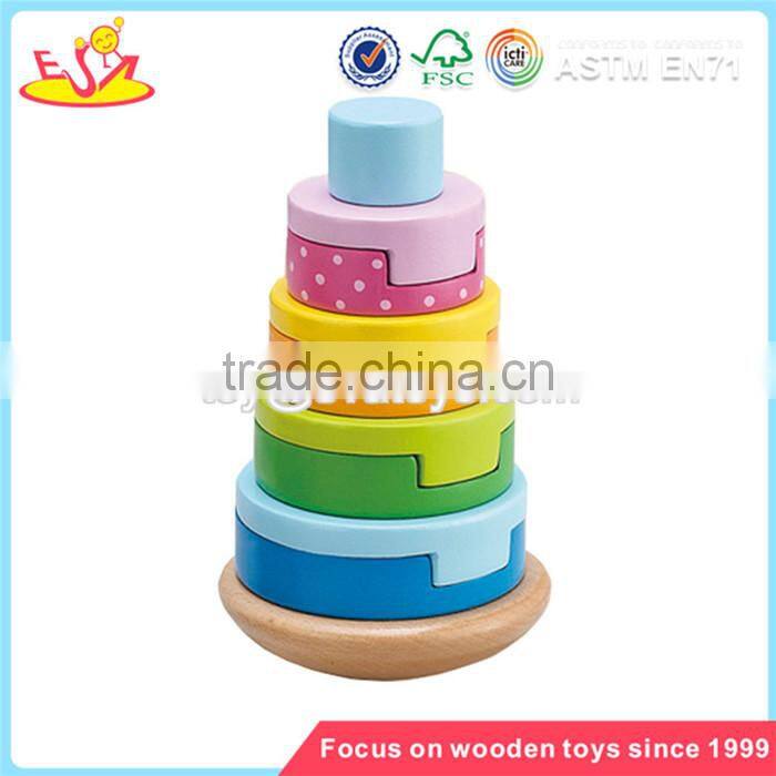 Wholesale wonderful toddler wooden stacking toy bring fun baby wooden stacking toy W13D044